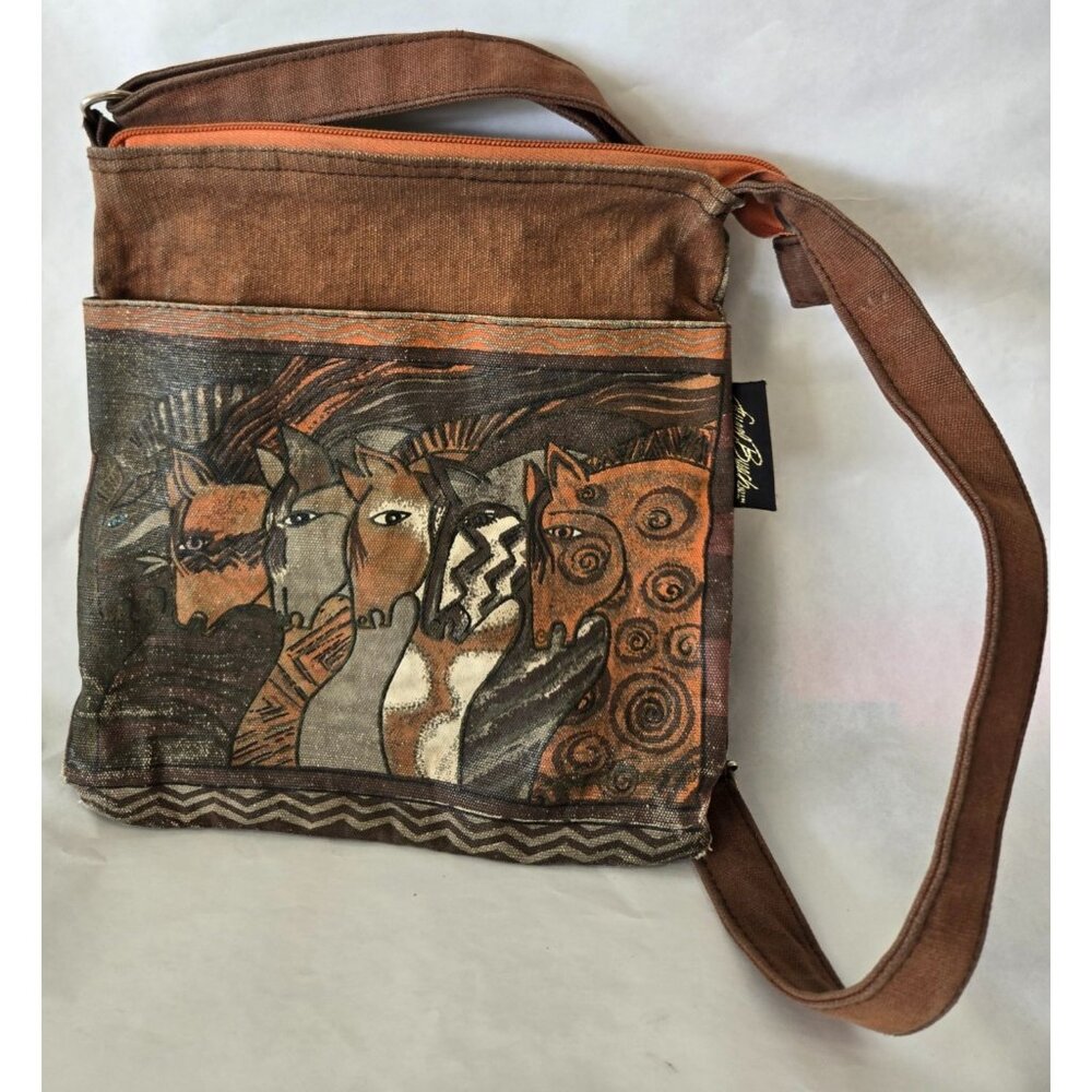 Laurel Burch Painted Canvas Crossbody Bag Size 10X6 Artist Horse Lover